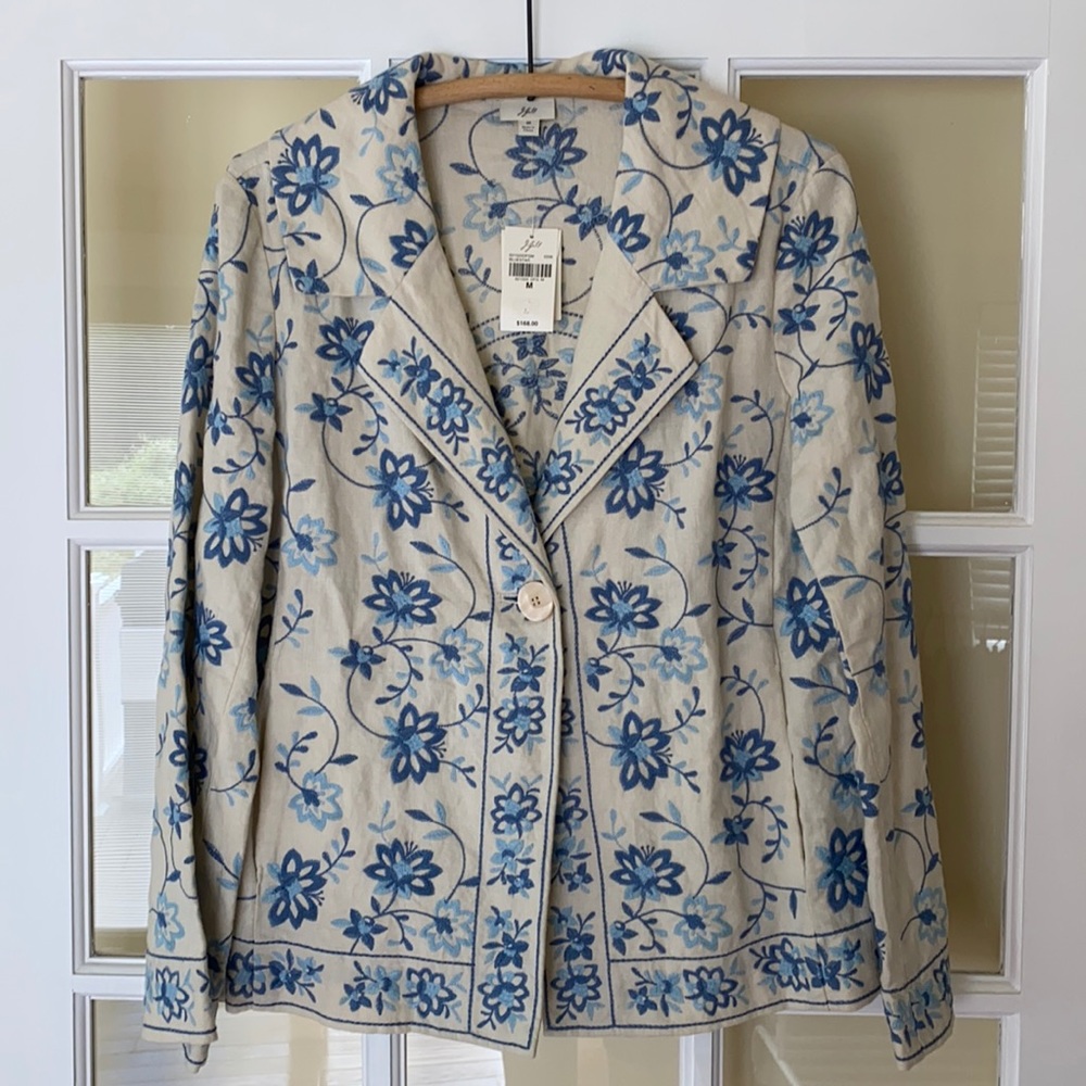 J Jill Vintage Linen Embroidered Jacket